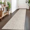 2x8 Washable Runner Rug for Hallways, Cream Beige White Grey Soft Classic Kitchen Rugs with Non-Slip, Non-Shedding Distressed Floral Rug for Hallways Entryway Bedroom Bathroom Laundry Indoor