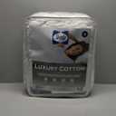 Sealy Luxury 100% Cotton Soft Top Layer, High Loft Comfort EternaLoft Fiberfill, Durable Stretch Corners Mattresses 18 Inches Deep Machine Washable Fitted Mattress Pad, Queen Size, White