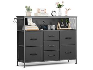 7 Drawer Dresser with Top Storage, Black