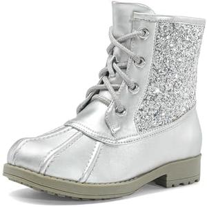 DREAM PAIRS Girls Glitter Ankle Boots Warm and Soft Velvet Lining with Side Zipper for Toddler/Little Kid/Big Kid, Size 11