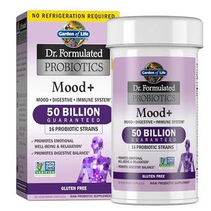 Garden of Life Probiotics Mood+ Dr Formulated Acidophilus Probiotic Supplement - Promotes Emotional Well-Being, Relaxation and Digestive Balance - Ashwagandha for Stress Management, 60 Veggie Caps EXP:  02/2026