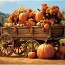 Autumn Wagon Backdrop 7x5ft Fabric Pumpkin Patch Photos Backdrop Pumpkin Race Events Backdrop Kids Thanksgiving Day Photos Fall Festival Background