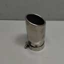 2.5 inch Inlet Exhaust Tip, 3" Outlet 6" Overall Length Stainless Steel Exhaust Tail Pipe, Clamp-On, Rolled Edge, Slant Sleek Angle Cut, Polished Tailpipe, Silvery