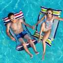 Jasonwell Inflatable Pool Hammock Float - 2 Pack Water Hammock Pool Floaties Multi-Purpose (Saddle Lounge Chair Drifter) 4 in 1 Lake Beach Floating Loungers Swimming Pool Floats Toys for Adults,  Blue&Red - 2pk
