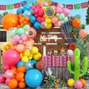 Mexican Fiesta Balloon Arch Kit, 133pcs Blush Pink Turquoise Blue Pastel Green Light Orange Yellow Colorful Balloons Garland for Birthday Carnival Festival Tropical Hawaiian Summer Party Decorations