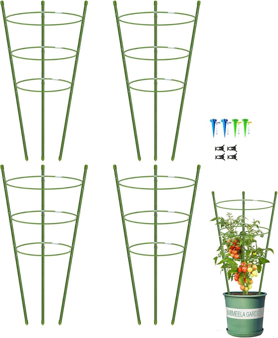 4 Pack Garden Plant Support Tomato Cage, Upgrade 24" Trellis for Climbing Plants, Plant Trellis Kits (24")
