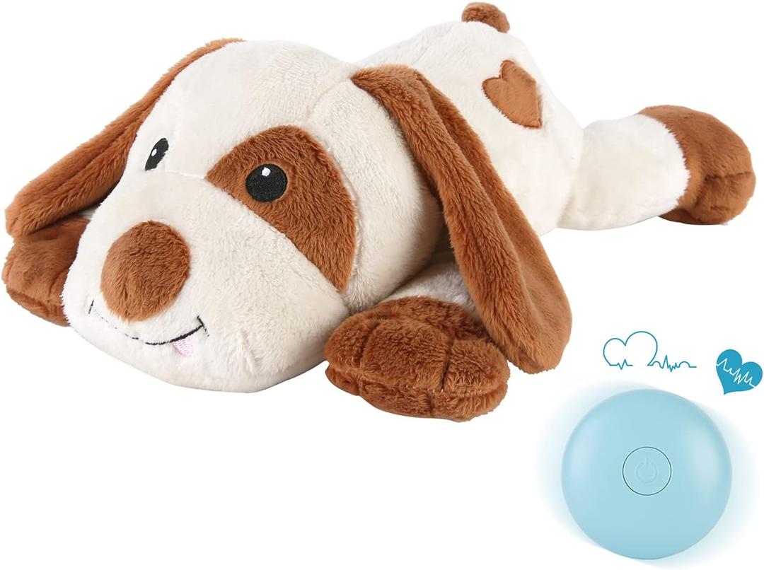 WEOK Heartbeat Dog Toy for Puppy- Helps for Dog Anxiety Relief and Calming Aid, Stuffed Animal Anxiety Calming Behavioral Aid Puppy Heartbeat Toy Sleep aid for Dogs Cats Pets (White)