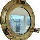 Antique Brass 9 Inch Mirror Porthole Wall Hanging Nautical Home Decorative Gift