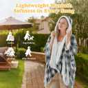 Wearable Heated Blanket - Warm Up Electric Blanket Hoodie with 6 Heat Levels, Snuggies for women, gifts for her, 50"x60", Black White Plaid