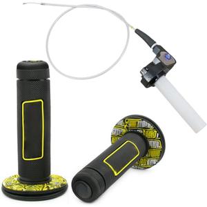 7/8"-22mm Twist Throttle Cable Accelerator Handle Grip Kit Fits for CRF TTR KLX 110 125 150 200 250CC Dirt Pit Bike Mini Bike ATV Handlebars (3-yellow)