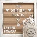 Cappuccino Felt Letter Board Back to School Sign with Rustic Wood White Frame - Farmhouse Letter Board Sign with Stand - Baby Announcement 10x10 Felt Board Changeable Message Board with 350 Letter Set