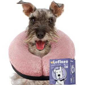 Soft Inflatable Dog Cone Collar for Small Medium Large Dogs - Neck Donut E Collar Alternative for Recovery After Surgery - Pink M