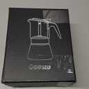Geesta Premium Crystal Glass-Top Stovetop Espresso Moka Pot - 4/6/ 9 Cups - Stainless Steel Coffee Maker- 160ml/5.6oz/4 cup (espresso cup=40ml)