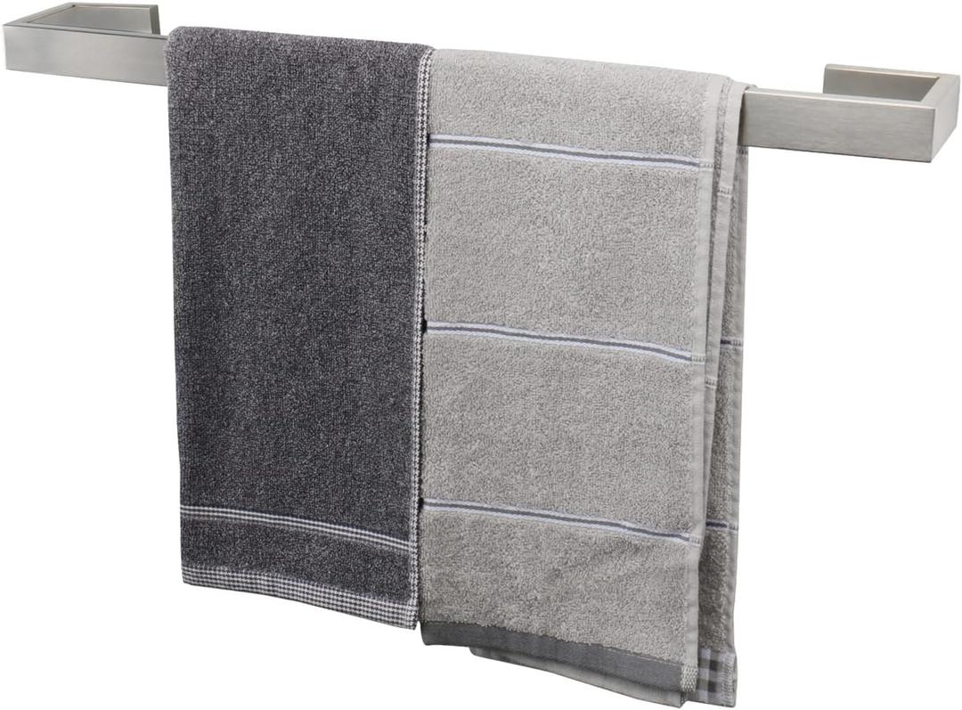 TocTen Bath Towel Rack - Square Base Thicken SUS304 Stainless Steel Towel Bar for Bathroom, Bathroom Bar Accessories Towel Rod Heavy Duty Wall Mounted Towel Holder (Brushed Nickel, 20 Inch)