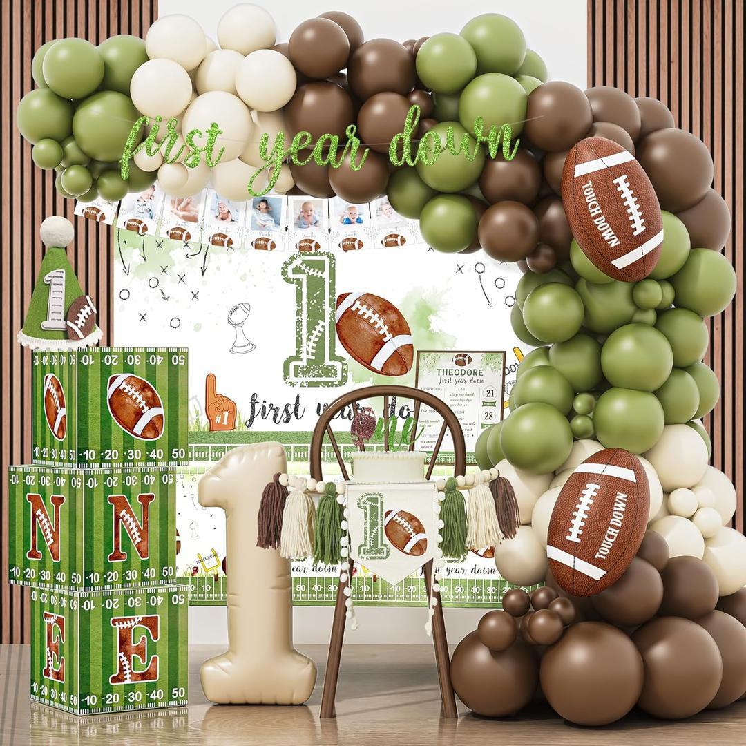 HYCSANBAO Football 1st Birthday Party Decorations1st Year Down Birthday DecorationsFirst Year Down Football Birthday Decorations Party Supplies