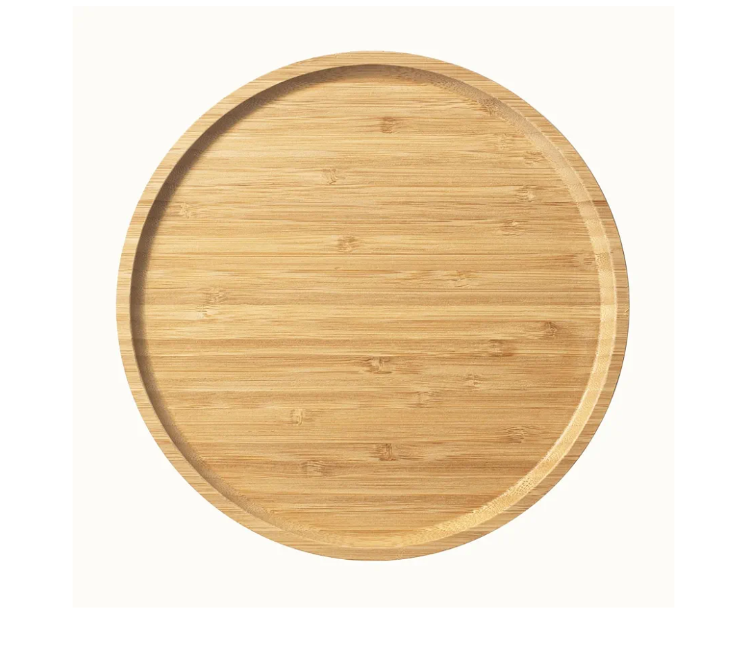Bamboo Serving Platter, Round Wood Tray, Wooden Serving Tray, Fruit, Bread, Salad Plate, Charcuterie Serving Board, 9.8 inch
