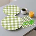 2 x 96Pcs Sage Green Gingham Party Supplies - 7&9 Inch Scalloped Paper Plates and Napkins Disposable Sage Green and White Plaid Party Decorations for Birthday Baby Shower Wedding,Serves 24