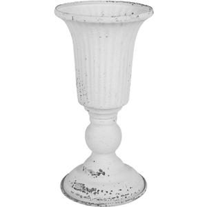 Kichvoe Vintage Metal Vase, Trumpet Vase Rustic Urn Planter Wedding Centerpiece Flower Arrangement Pot Plant Pot for Wedding Party Reception White,9.29 X 4.72 Inches