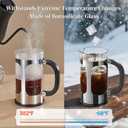 Veken French Press Coffee Maker 34oz 1 L, No Plastic Touching Cafe, Heat Resistant Thickened Borosilicate Glass, Stainless Steel Brewer, Cold Brew Cafeteria Teapot for Kitchen Travel Camping, Silver