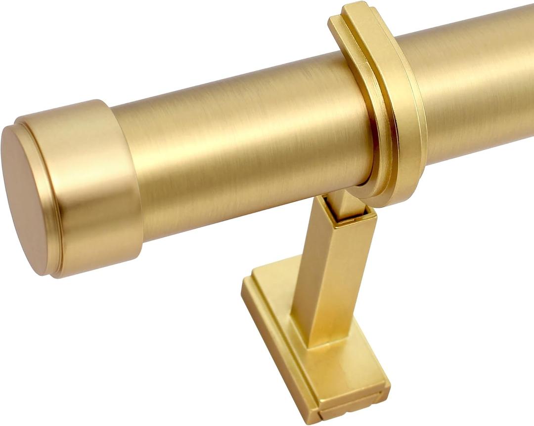 BlastHome Non-Adjustable Luxury Curtain Rods for Windows, 1 Rod Set, 9 foot Fixed Length (Two Rods Connect for a Seamless Look), Brushed Gold