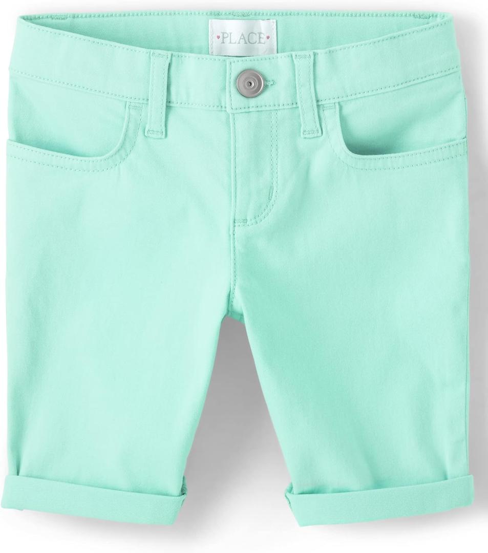 The Children's Place Girls' Solid Skimmer Shorts (8, Mellow Aqua)