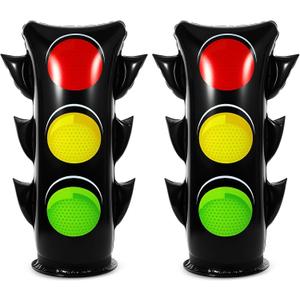 JellyArch 24 Inch Inflatable PVC Traffic Light Balloons Racing Car Birthday Party Decorations Traffic Signal Stoplight Balloons for Vehicle Birthday Party Supplies