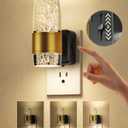 BAALTTO Night Lights Plug into Wall Decorative, Modern Crystal Wall Sconce with Dimming Switch, Perfect for Bedroom, Living Room, Hallway, Bathroom,Baby's Room (Gold)
