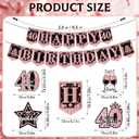 40th Birthday Decorations - 12 PCS Rose Gold Happy 40th Birthday Banner 40th Hanging Swirls Streamers Surprise 1986 Honeycomb Centerpieces Table Decorations for Birthday Party Supplies Favors