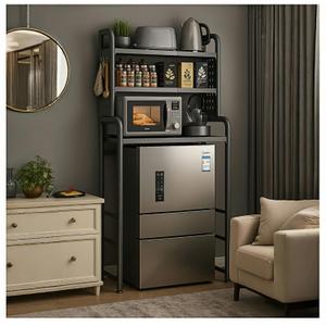 Dorm Microwave Storage mini Fridge Rack, can be Placed Above the White mini Fridge Shelf, The Height and Length are Adjustable, Suitable for Various Sizes of refrigerators (Gray), 30 inches x 14 inches x 73.2 inches