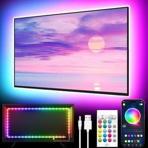 GIPOYENT LED Lights for TV, 16.4FT TV LED Backlight, for 45-75 Inch TV, Music Sync TV LED Light with Bluetooth Function - RGB Color Changing Light Strip for Bedroom (16.4ft)