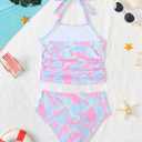 Kids Swimsuits for Girls Bathing Suits Size 6 7 Toddler Girls 2 Piece Swimsuit Cute Halter Adjustable Tie Tankini Summer Modest Swimwear 6-7 Year Old