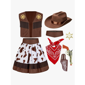 Spooktacular Creations Halloween Cowgirl Costume for Girls, Kids Western Costume, Cowgirl Outfit with Hat for Toddler Cosplay L