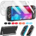 FYOUNG Protective Case for Nintendo Switch 2 2025, Switch 2 Case Slim Hard Shell Accessories, Scratch&Shock Protection Cover with Screen Protector, 8 Thumb Grip (Clear, Switch 2 7.9inch)