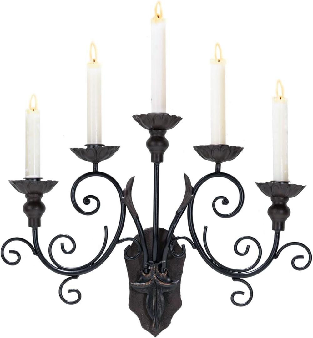 AIM & GGKK Gothic Wall Candle Holder Metal Wall Mounted Candle Sconce for Living Room,Dining Room,Entryway, or Hallway