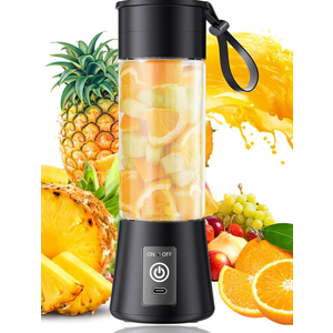 Cordless Mini Blender Make Smoothies & Shakes - Portable Blender with 380ML BPA-Free Travel Cup, USB Rechargeable, Easy to Clean, Suit in Gym/Office (Black)