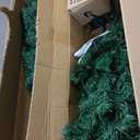 41 Pcs 7 Ft Artificial Christmas Tree with 250 LED Warm White String Lights 40 Red and Green Ball Ornaments Fake Xmas Tree with Metal Stand for Indoor Outdoor Home Office Xmas Holiday Party Decoration