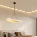 Lumiarilygh Silk Pendant Light - 27.56 inchs Adjustable Height Modern Light in Wabi-Sabi Aesthetics Cloud Design for Dining Room, Study, Kitchen Island