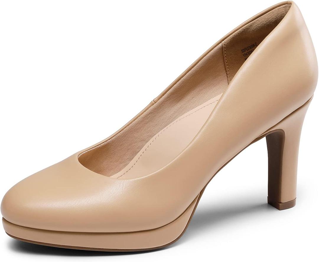 DREAM PAIRS Women's Pumps Close Toe Low Heels Platform Heels Comfortable Office Work Dress Shoes for Women (9)