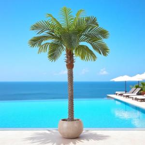 FloraFairy 6FT Artificial Coconut Palm, Faux Coconut Silk Palm Tree, Tropical Fake Trees for Indoor Outdoor, Large Sago Palm Plant for Home Office Garden Patio Poolside, 1 Pack