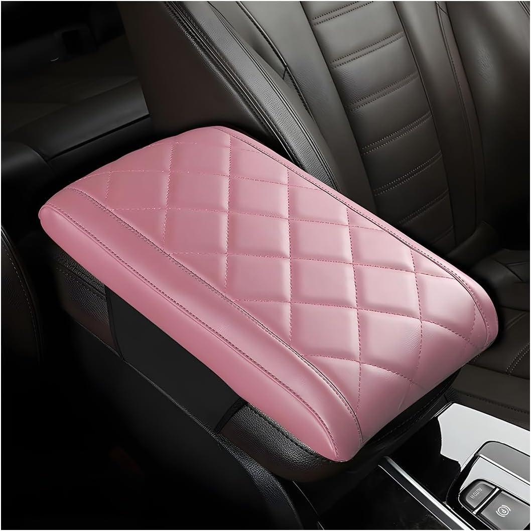 Car Center Console Pad, Anti-Scratch Memory Foam Vehicle Armrest Seat Storage Box Cover, Soft Comfortable Automotive Console Protection Cushion, Universal for SUV Sedan Truck (Pink)