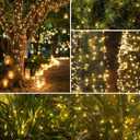 4 Pack Total 800 LED Solar Christmas Lights Outdoor, Solar String Lights for Outside with 8 Modes, Waterproof Green Wire Solar Powered Tree Light for Xmas Party Yard Garden Decorations (Warm White)