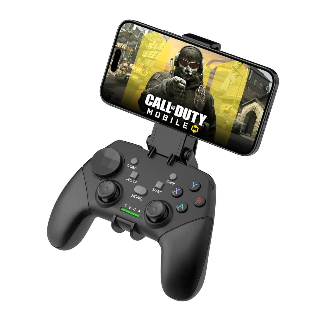 Joso Wireless Mobile Gaming Controller for iPhone, Android, iPad, Tablet, PC, Phone Controller with Phone Clip Supports Cloud Game, COD Mobile, Genshin Immpact, Remote Player Gamepad (Standard Version, Black)
