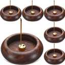 Honeydak 6 Pcs Incense Holder for Stick Wooden Round Incense Burner Stick Holder Bowl Ash Catcher Aromatherapy Ornament for Home Decor, Meditation, Yoga