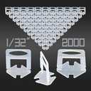 Tile Leveling System 1/32" 2000 Piece 1.0mm Tile Spacers 1/32 Inch Leveling System, Tile Leveling Clips 1/32 Tile Spacers Leveling System for Professional Ceramic Tile (1/32" 2000pcs)