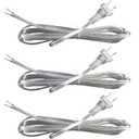 Clear Lamp Cord,8 Feet Length Silver Replacement Lamp Cords for Lamp Repair Fix DIY Project, Rewire Electrical Cable Cord with Plug, Tinned End Lead, SPT-1,18 Gauge (3)