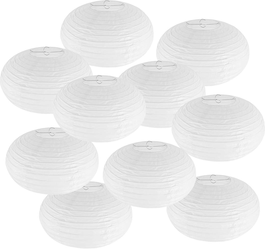 Paper Lanterns Party Decorations, Hanging White Paper Lanterns for Wedding Engagement Bridal Shower Decorations Oval Chinese Lanterns Pack of 10 White 12 Inch