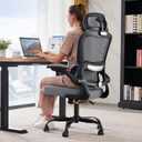 TRALT Office Chair Ergonomic Desk Chair, 330 LBS Home Mesh Office Desk Chairs with Wheels, Comfortable Gaming Chair, High Back Office Chair for Long Hours (Black Grey)