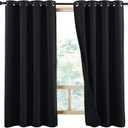 NICETOWN Truly Blackout Curtains 54 inches Length, 2 Thick Layers Completely Blackout Window Treatment Thermal Insulated Lined Drapes for Basement Window (Black, 2 PCs, 52 inches Width Each Panel)