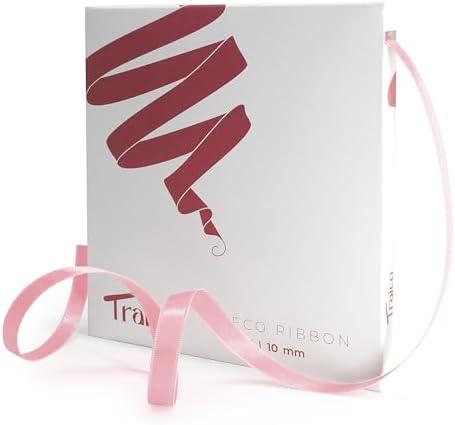 Traico 3/8" x 100 Yards/Roll, Double Face Satin Ribbon, Lt. Pink for Flower Bouquets, Bridal Bouquets, Wedding