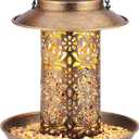 SWEETFULL Solar Bird Feeder for Outdoors Hanging, Metal Wild Bird Feeder for Cardinals Solar Garden Lantern with S Hook as Gift for Bird Lovers (2LBs Heavy Duty birdfeeders)